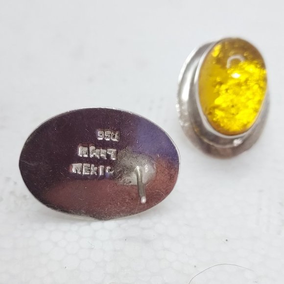 Oval Yellow Sterling .950 earrings - Picture 3 of 4